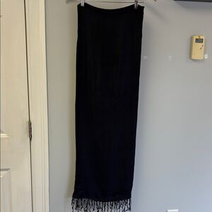 Deep Blue Scarf with Fringe Large